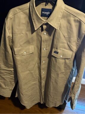 Men’s Wrangler Beige/Tan Western Snap Front Shirt